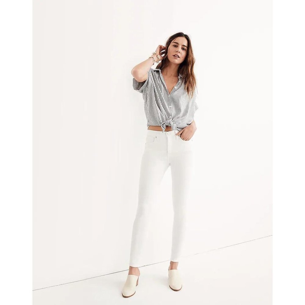 Madewell 9" High Rise Skinny in White Size 29 Stretch No Distressing